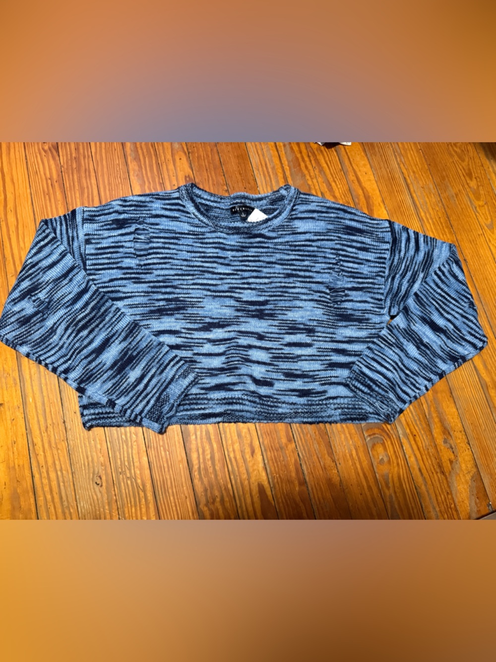 Blue Blush Blue and Black Space-Dye Knit Sweater